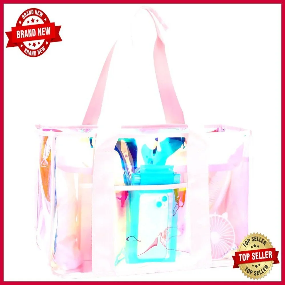 Large Waterproof Tote Bag with Zipper Closure for Beach Pool Travel